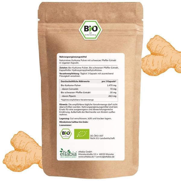 Actual product image Eltabia Organic Turmeric Piperine Capsules 100 (100 Piece, Capsules)