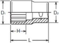 Actual product image Koken Bi-hexagon socket (27 mm)
