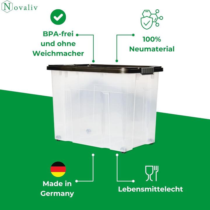 Image du produit Novaliv XXL Aufbewahrungsbox mit Deckel Gross 80L Anthrazit Nestbar stapelbare Plastikbox mit Clipver (40 cm, 80 l, 1x)