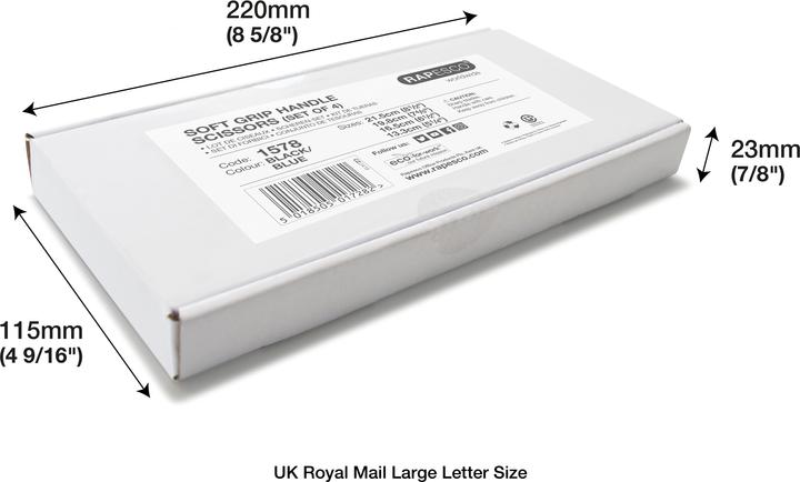 Produktbild Rapesco Soft Grip Scheren RA-1578 (schwarz/blau), Paket à 4 Stück (21.50 cm)