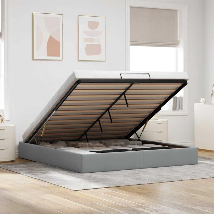Produktbild VidaXL Ottoman-Bett ohne Matratze Hellgrau 160x200 cm Stoff (160 x 200 cm)