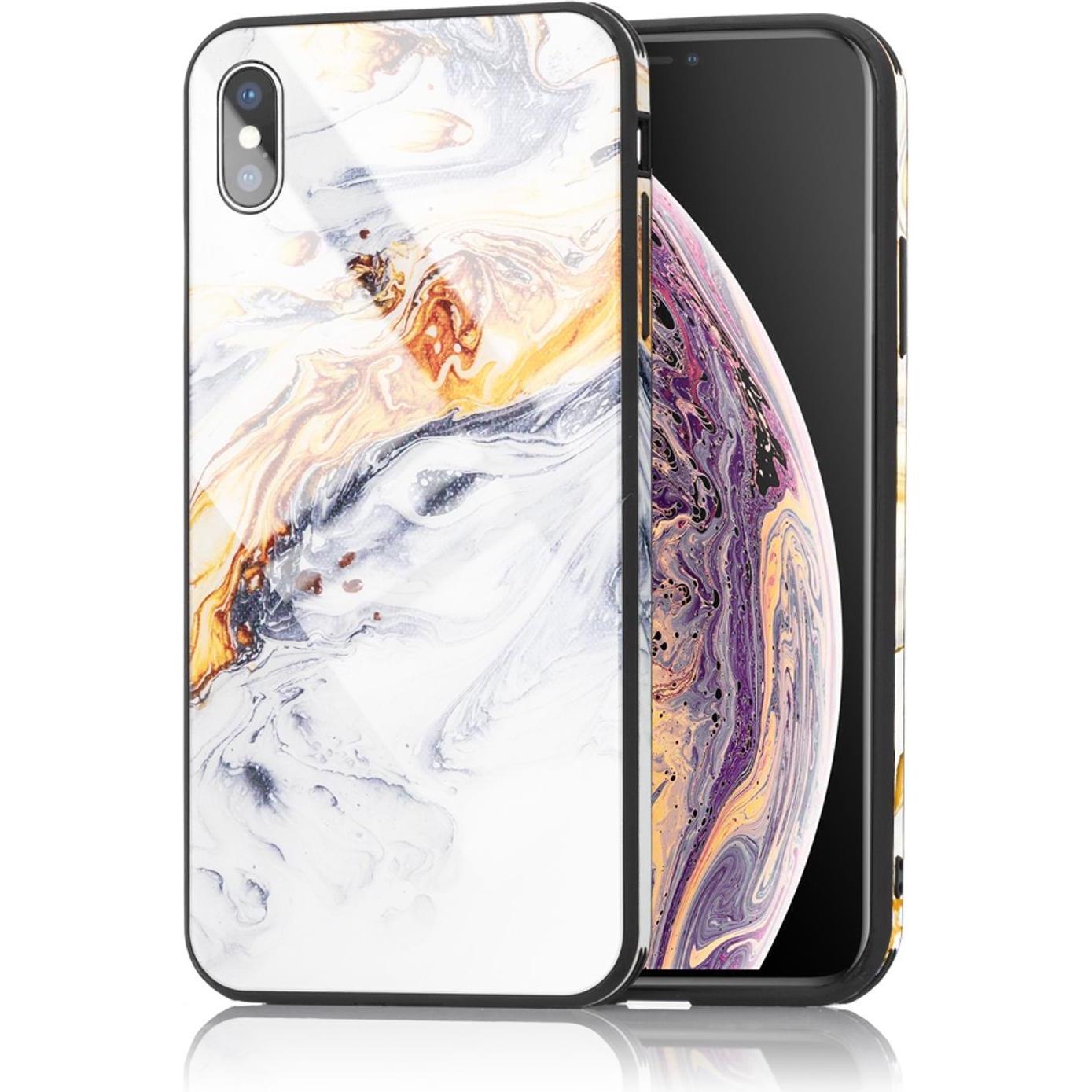 Nalia Marmor Hülle (Apple iPhone X, Apple iPhone XS), Smartphone Hülle, Gold