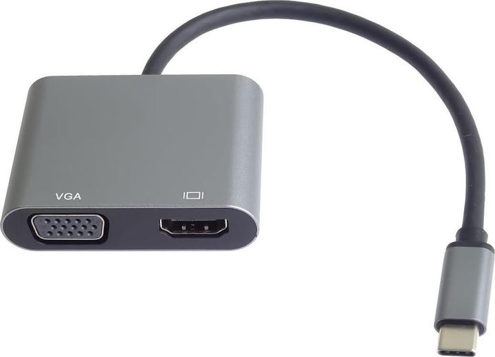 Actual product image PremiumCord MST adaptér USB-C na HDMI + VGA, rozlišení 4K a FULL HD 1080p (HDMI, VGA)