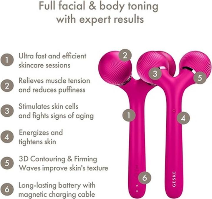 Actual product image Konjac Sponge Roller soniczy do twarzy i ciała 4w1 Geske z Aplikacją (magenta)