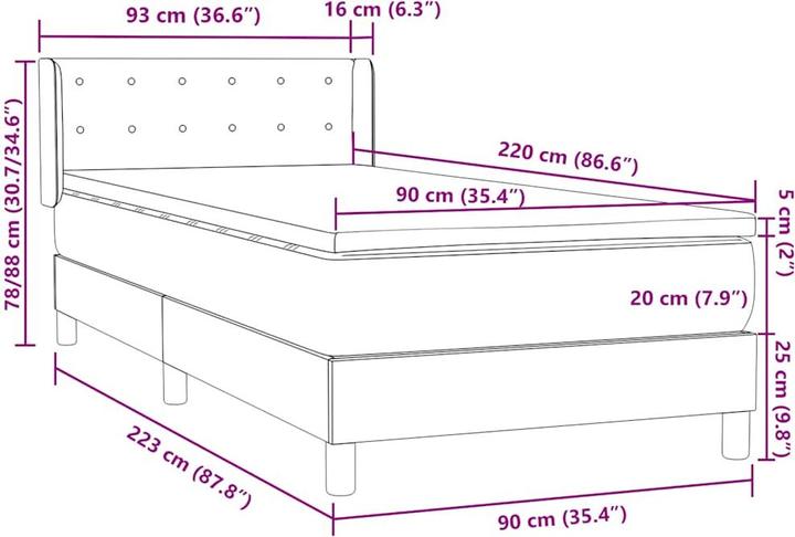 Image du produit vidaXL Boxspringbett (90 x 220 cm)