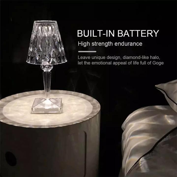 Produktbild PhoneLook Nachttischlampe Design transparent Touch-Stil Kristall Diamanten und mehrfarbige LEDs drahtlos
