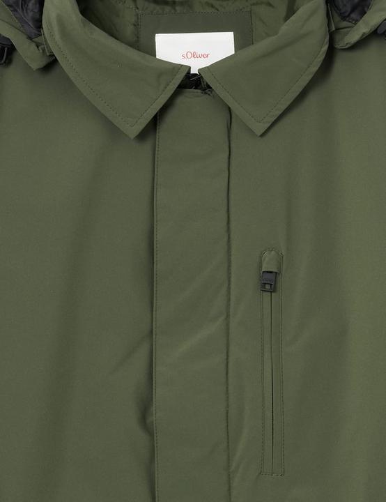 Actual product image s.Oliver Men's Long Sleeve Coat with Collar, Comfortable Fit, Rounded Hem, Side Pockets