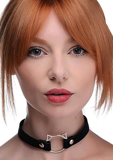 Productafbeelding Master Series Kinky Kitty Ring Slim Choker - PU leer