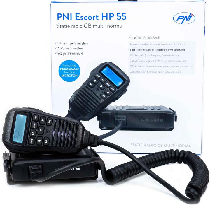 PNI CB radio Escort HP 55 ASQ, multinorm, RF Gain, ASQ, adjustable SQ, cigarette lighter adapter