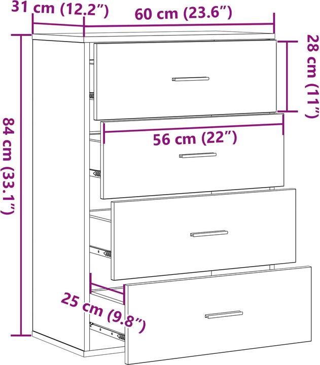 Produktbild vidaXL Modernes Sideboard (39 x 39 x 80 cm)
