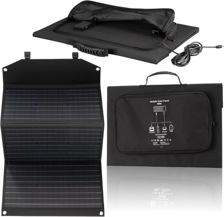 Produktbild Bresser mobiles Solarladegerät 90 Watt mit USB- und DC-Ausgang (90 W, 3.70 kg)