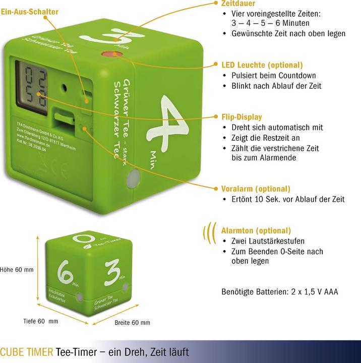 Actual product image TFA cube timer