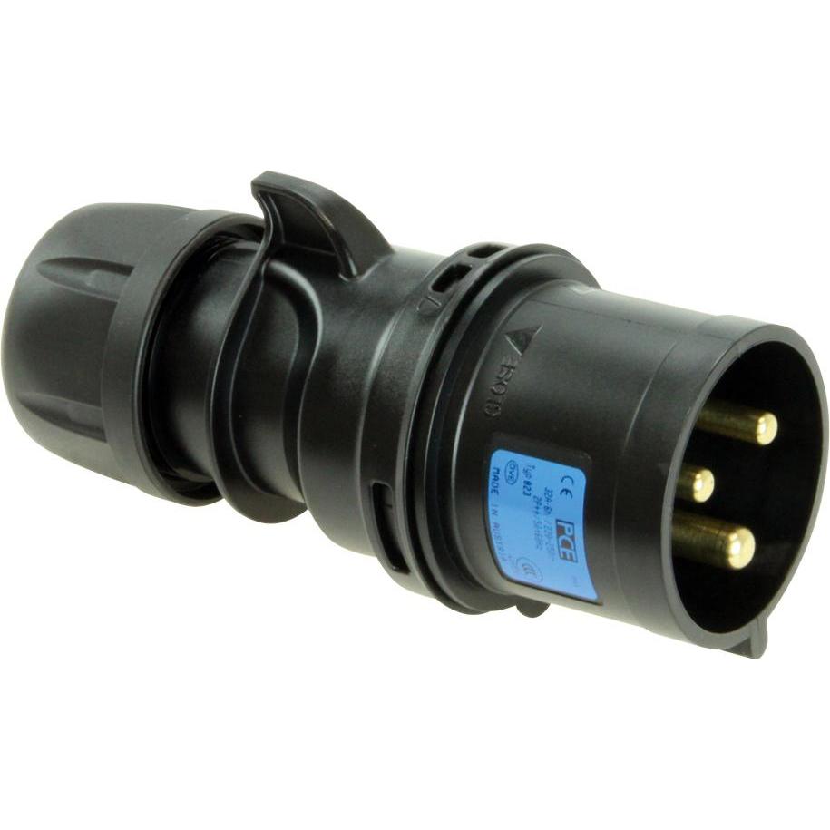PCE, Netzstecker + Netzkupplung, 013-6x Stecker 16A 3p 6h schwarz SHARK
