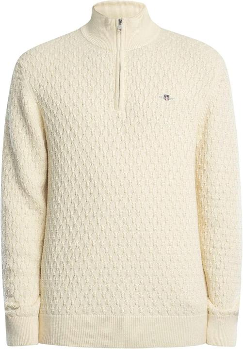 Image du produit GANT Getextureerde katoenen halve ritssluiting, crÃ¨me, M (M)