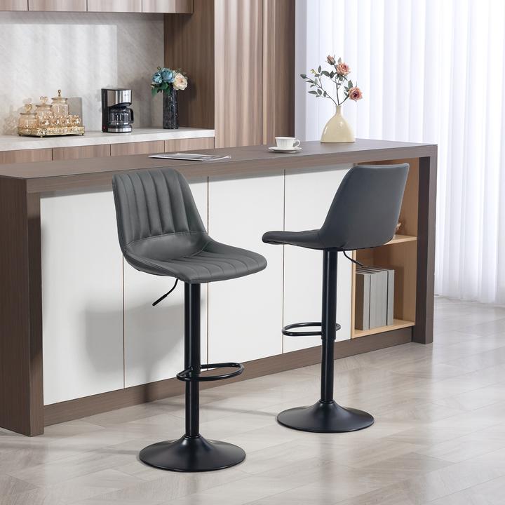 Actual product image Homcom Barhocker Kunstleder, Stahl Dunkelgrau