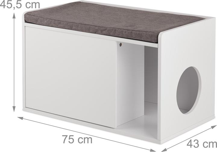 Actual product image Relaxdays Cat Cabinet with Bench (Cat litter box closed)