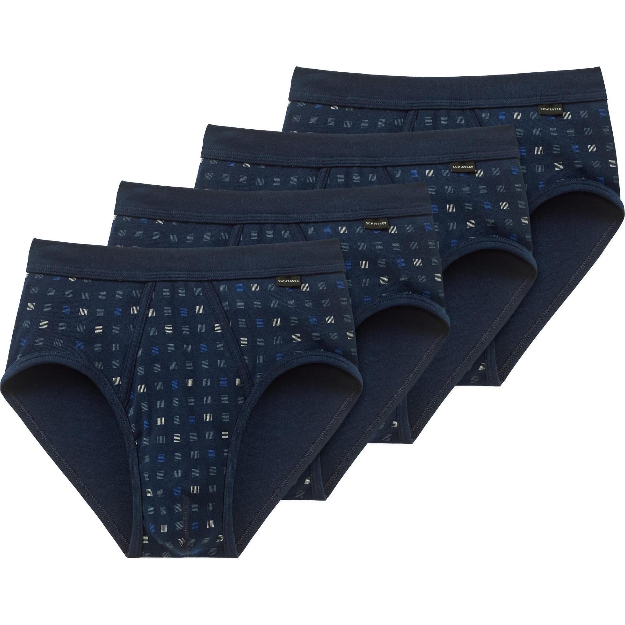 Schiesser, Herren, Unterhosen, 4er Pack Cotton Essentials Feinripp Sportslip, Blau, (M, 4er Pack)