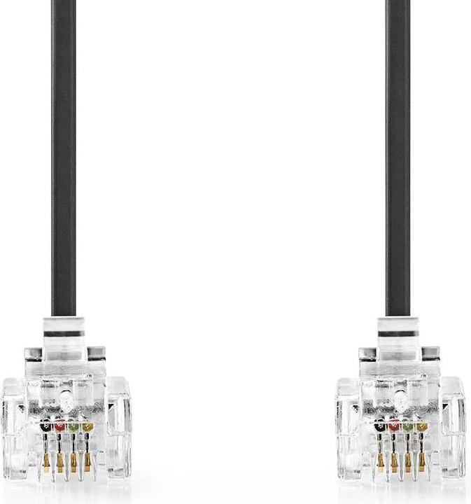 Produktbild Nedis Telefonkabel - RJ11 Stecker - RJ11 Stecker - 5.00 m - Kabeldesign: Flach - Beschichtung: Vergo