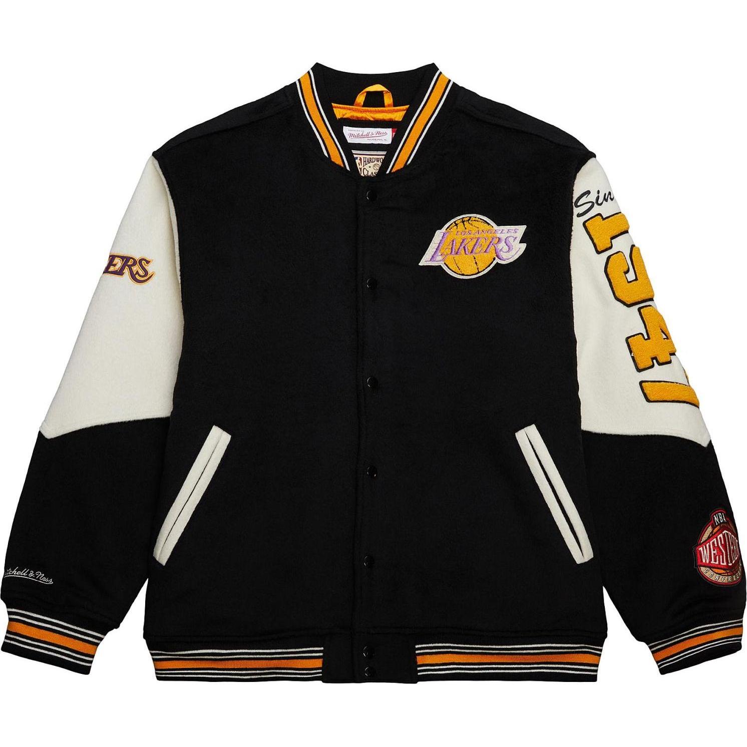 Mitchell & Ness, Herren, Jacke, M&N Vintage Varsity Wool Jacke - NBA Los Angeles Lakers - L (L), Schwarz, L