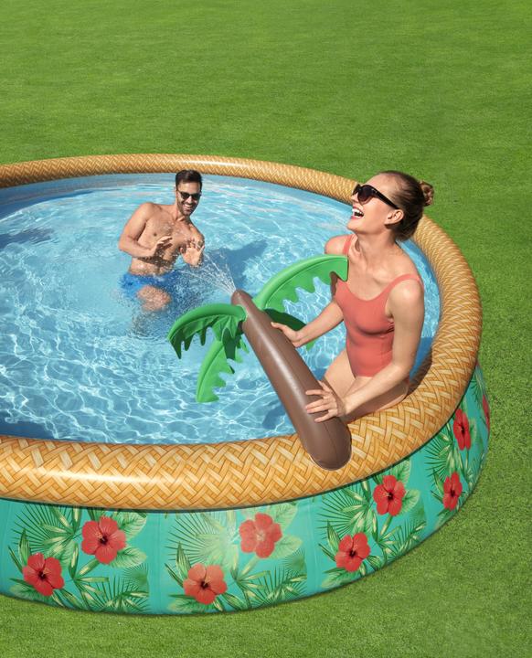 Produktbild Bestway - Fast Set - Opblaasbaar zwembad inclusief filterpomp - 457x84 cm - Paradijsprint - Rond (457 x 84 cm)