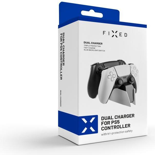 Immagine prodotto Fixed Doppio caricatore per il controller PS5, bianco e nero (PS5)