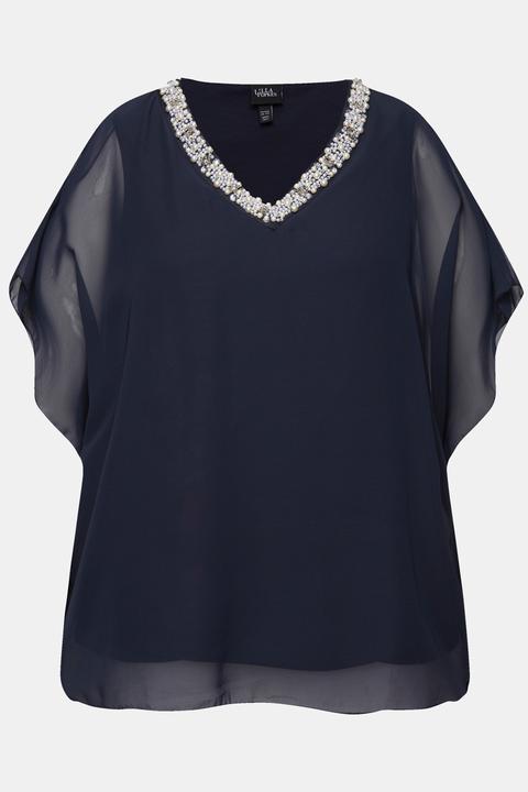 Actual product image Ulla Popken Layered Chiffon V-Neck Blouse (60)