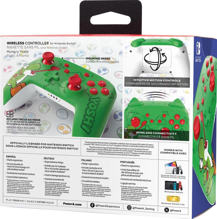 Produktbild PowerA - Wireless Controller for Nintendo Switch - Hungry Yoshi - Green (Switch, Switch OLED, Switch Lite)