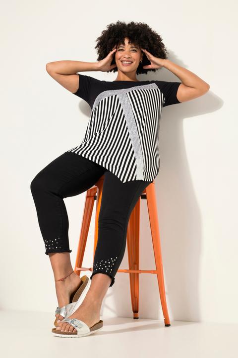 Produktbild Miamoda T-Shirt, Classic Fit, Streifen, Pailleten, Zipfelsaum (48)