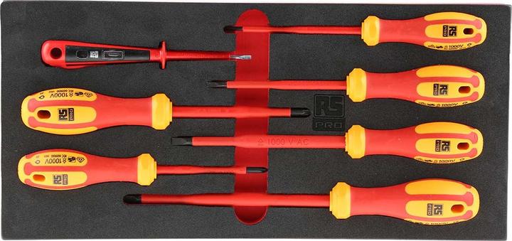 Produktbild RS PRO 7pc Insulated Slotted/PZ Screwdriver Set
