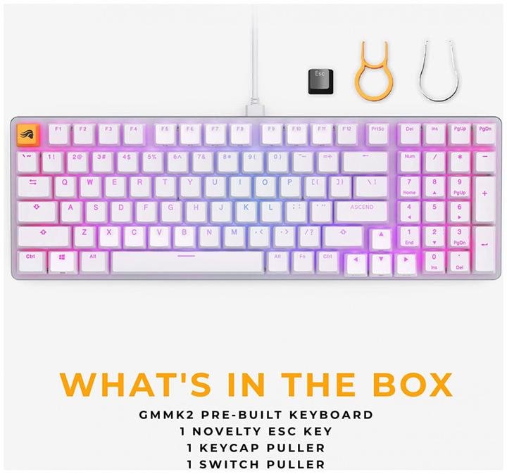 Actual product image Glorious PC Gaming Race GMMK 2 Full-Size Keyboard - Fox Switches, US Layout (US, Cable)