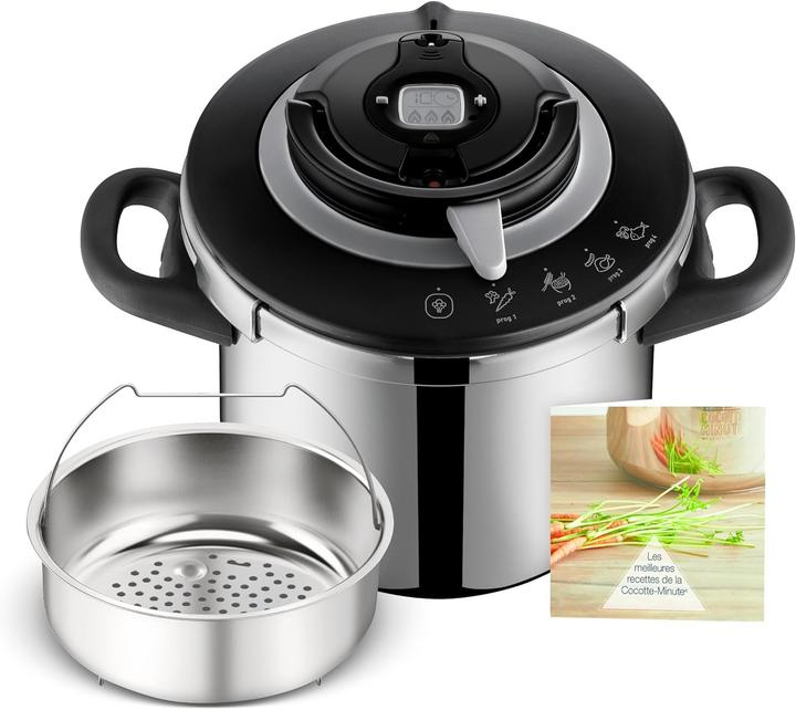 Actual product image SEB Induction Pressure Cooker with 4 Cooking Programs, One-Hand Lid Operation (Steam cooker, Stainless steel)