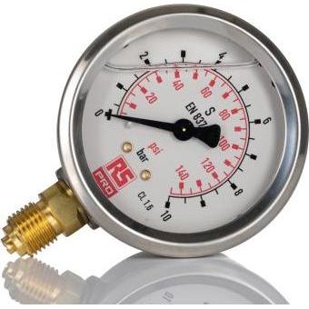 Rs Pro G1/4 Manometer 0bar  10bar, Ø 63mm Edelst, Messtechnik, Silber