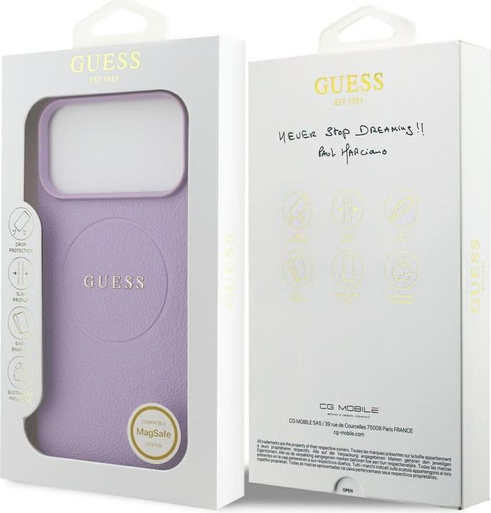 Productafbeelding Guess - Grained Gold Ring MagSafe (GUHMP17XPGHSMMU) - iPhone 17 Pro Max - Purple (Apple iPhone 17 Pro Max)