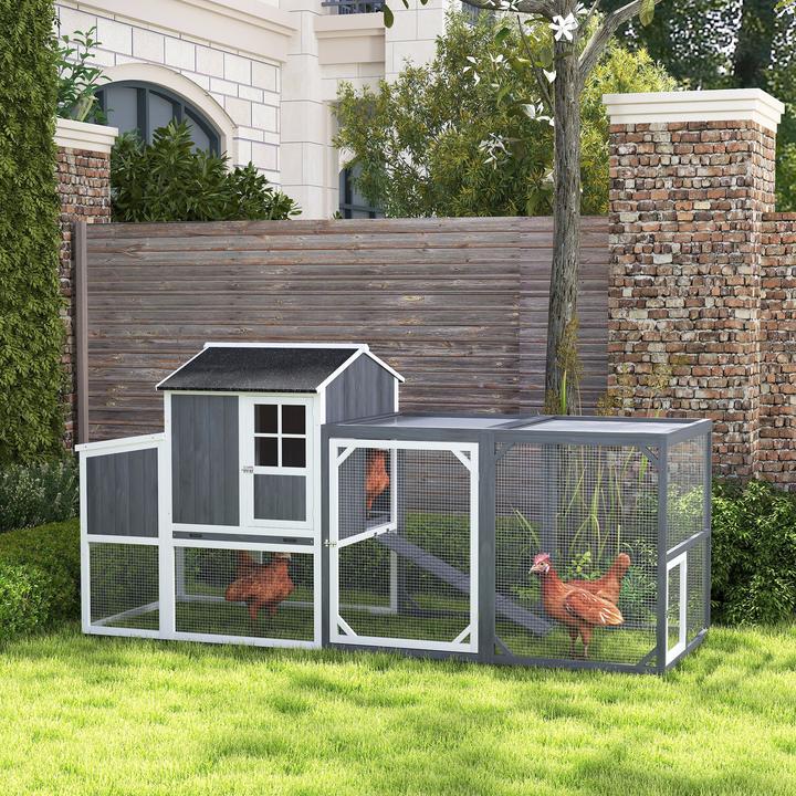 Image du produit PawHut Hühnerstall Tannenholz Grau