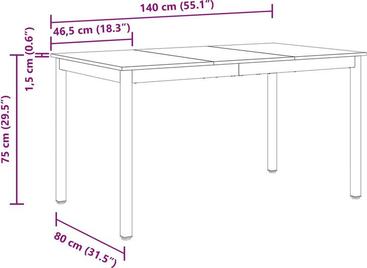 Immagine prodotto vidaXL Esstisch (140 x 80 x 75 cm)