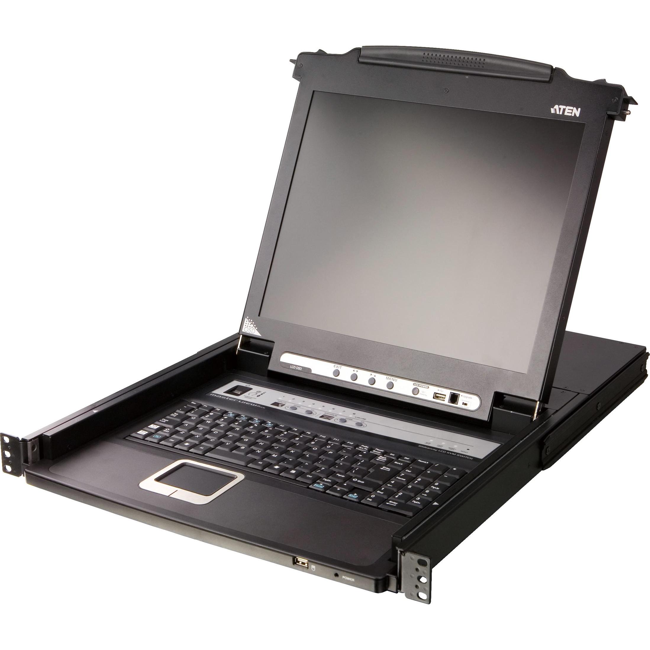 Aten 8 Port 17" LCD KVMP Switch, KVM Switch, Schwarz