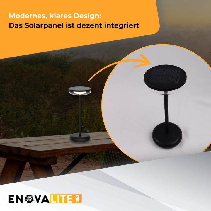 Produktbild Enovalite LED-Akku-Tischleuchte, Solar- u. Netzbetrieb, dimmbar, 2700K (160 lm)