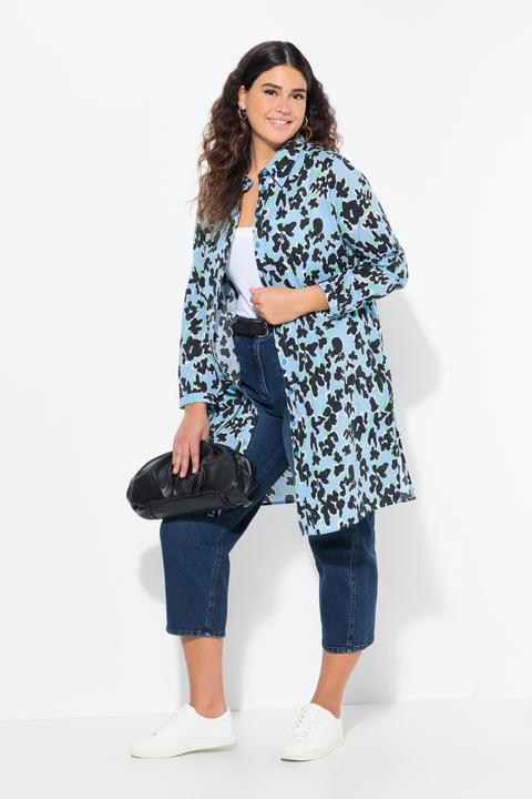 Produktbild Ulla Popken Longbluse, Blüten, A-Linie, Hemdkragen, Langarm (50, 52)