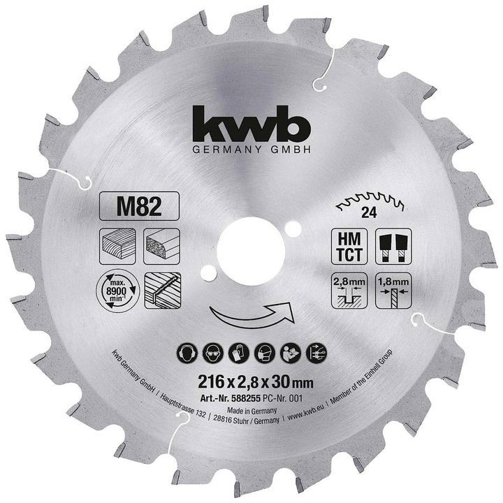 Produktbild kwb 588255 Kreissägeblatt 216 x 30mm 1St.