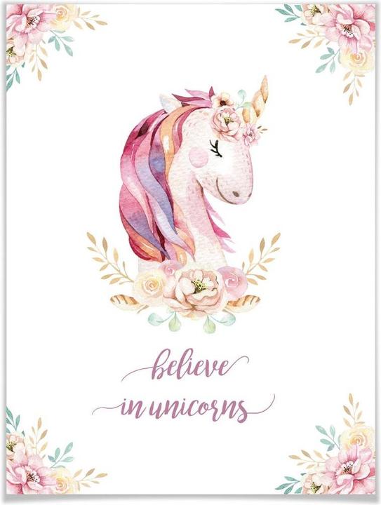 Immagine prodotto Trenddeko Kvilis - Credere in unicorni - unicorno con fiori (80 x 100 cm)