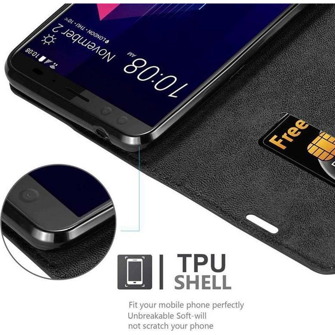 Thumbnail - Cadorabo Book Invisible Magnet Cover (HTC U12+), Smartphone Hülle, Schwarz
