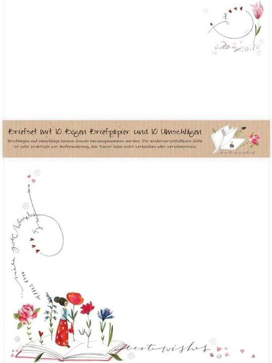 Image du produit Grätz Set de papier à lettres 10 x A4, Format : 22 x 11 (10 pcs)