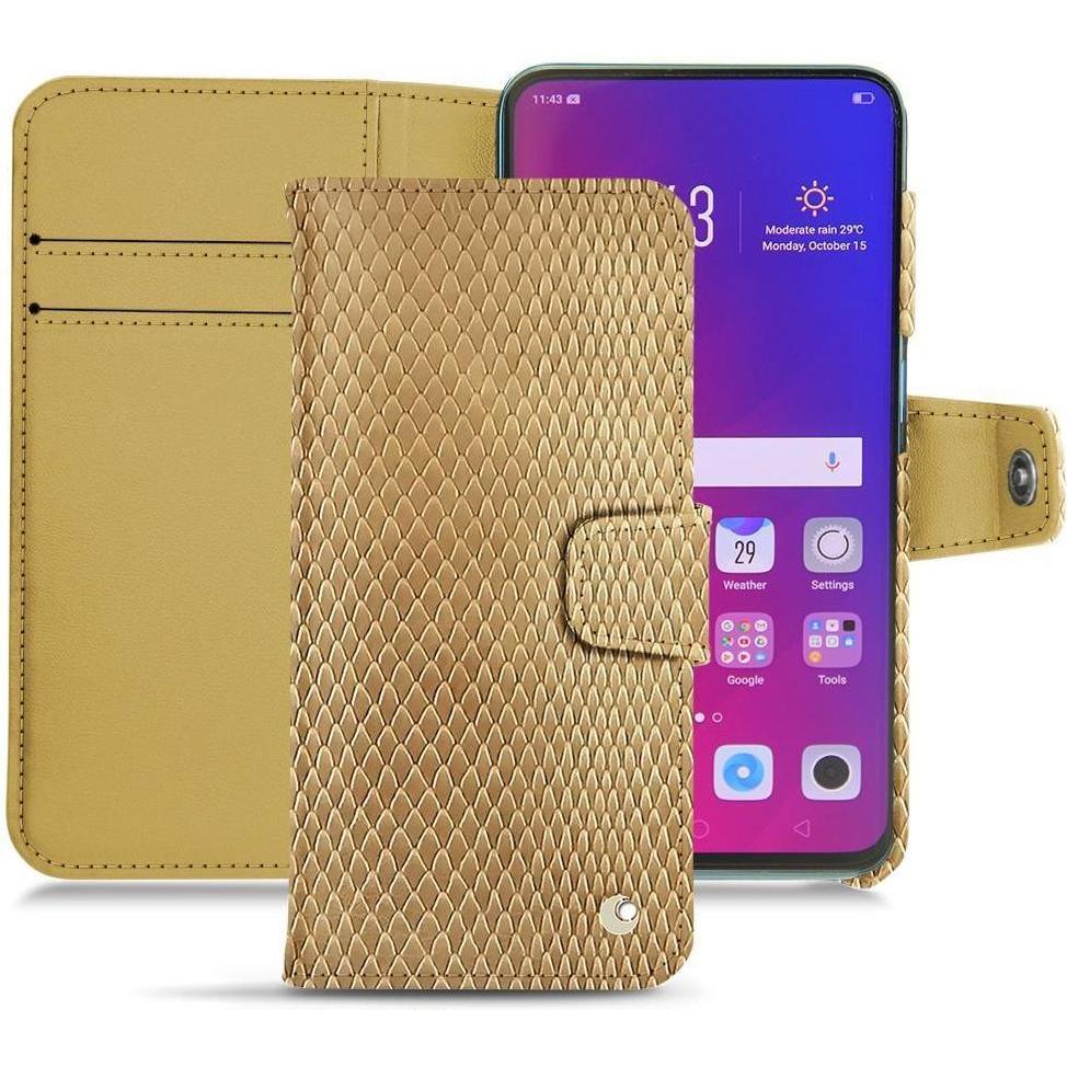 Noreve Lederschutzhülle Wallet (Oppo Find X), Smartphone Hülle, Beige