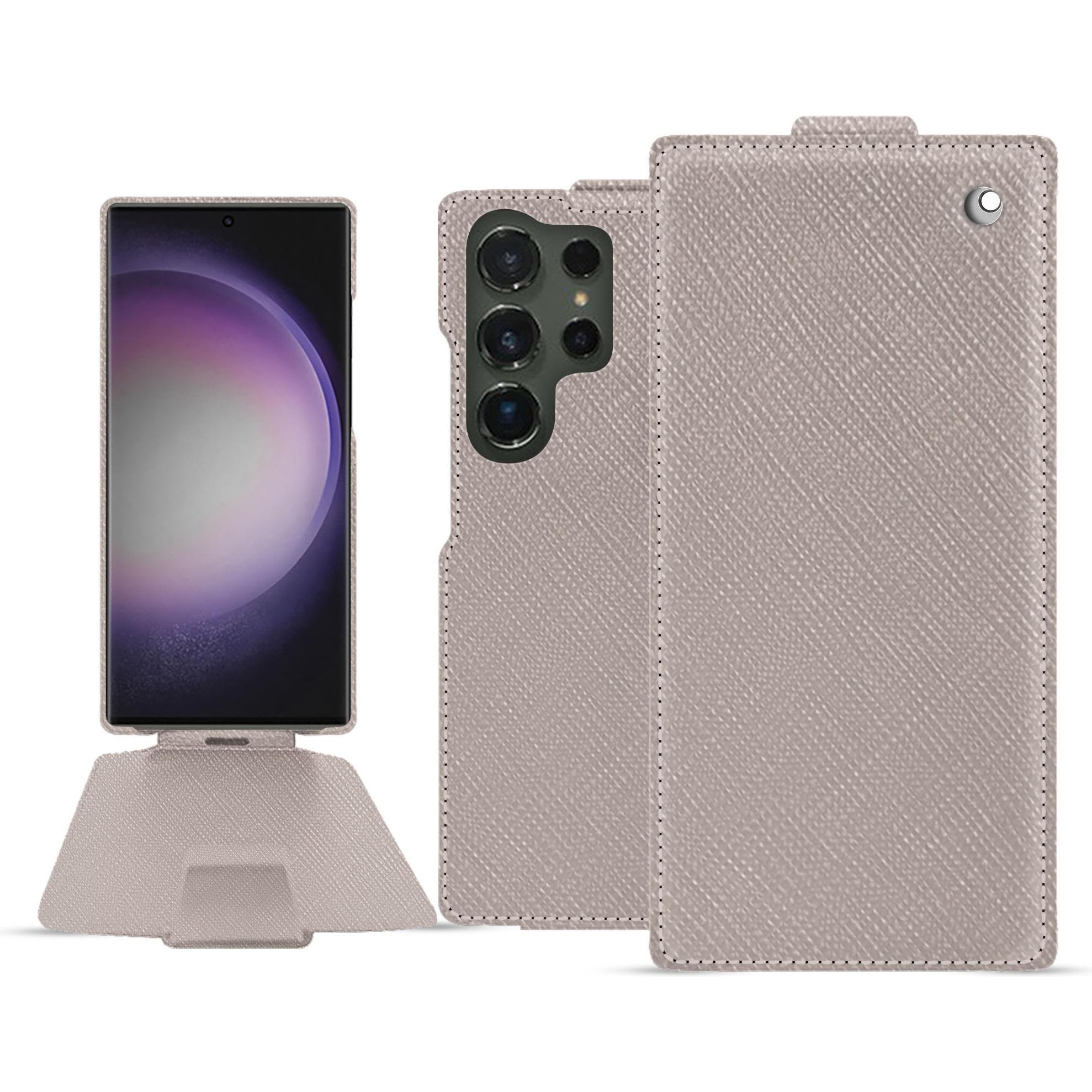 Noreve Lederschutzhülle vertikal (Samsung Galaxy S24 Ultra), Smartphone Hülle, Beige