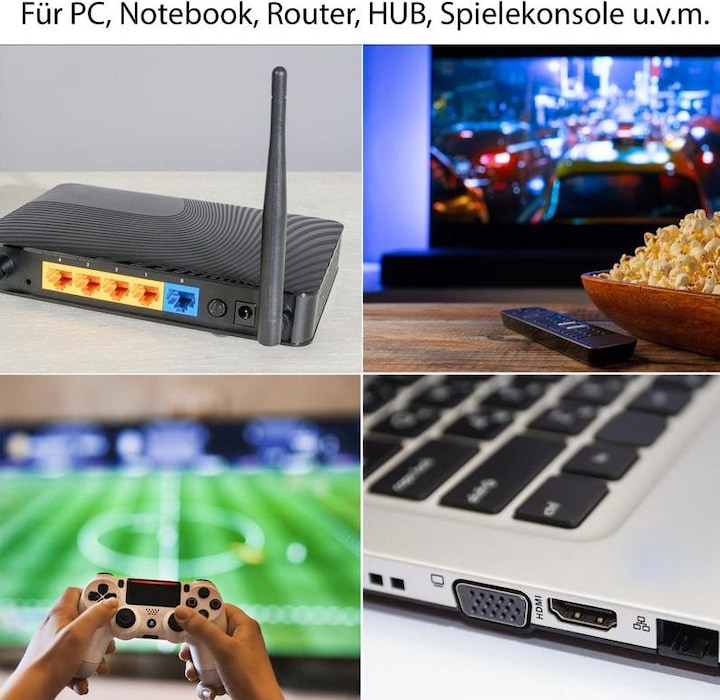 Produktbild Hermex Netzwerkkabel Flachkabel Ethernet LAN Kabel RJ45 Cat. 7 (U/UTP, CAT7, 8 m)