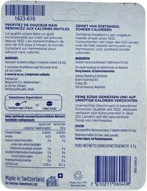 Valeurs nutritives et ingrédients Hermesetas Mini Sweeteners (14 g)
