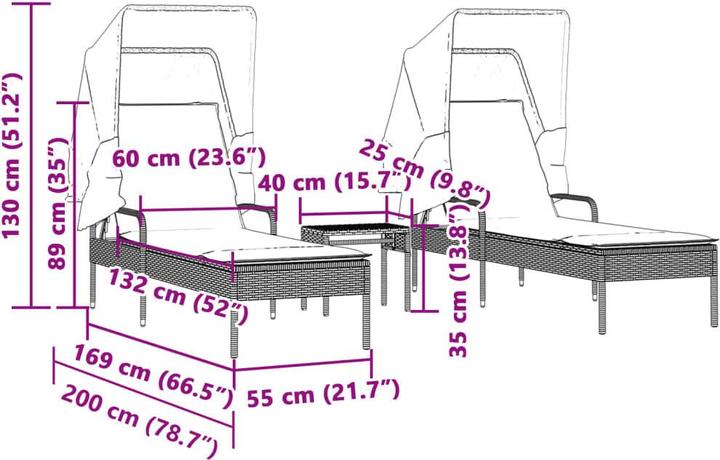 Immagine prodotto vidaXL Sonnenliege (114 cm)