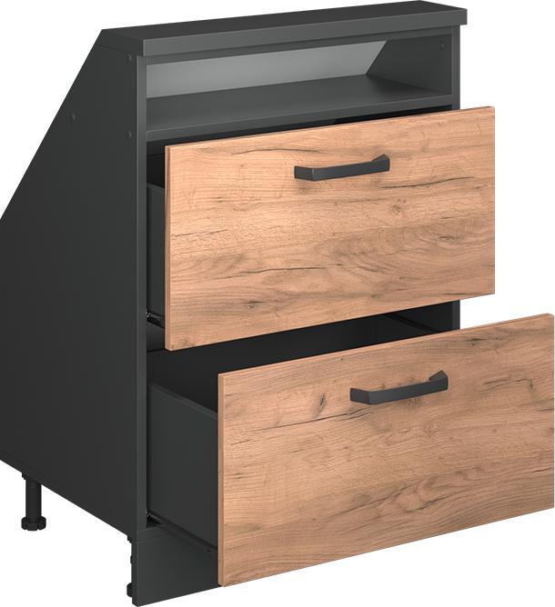 Produktbild Vichy Dachschrägenschrank Rion, Anthrazit/Goldkraft Eiche, mit 2 Schubladen (46 x 60 x 81.60 cm)