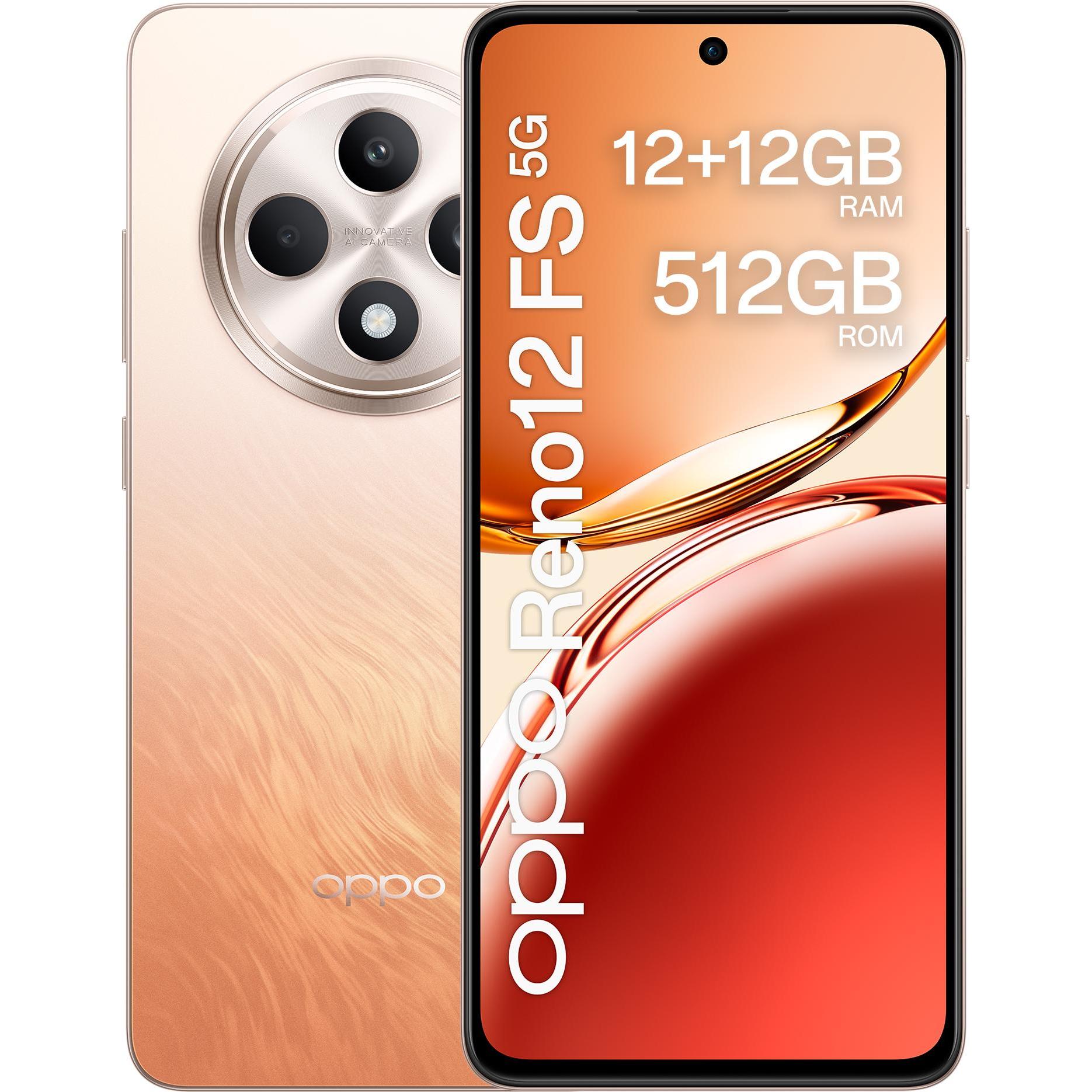 OPPO Reno12 FS 5G (512 GB, Amber Orange, 6.67", Dual SIM, 50 Mpx, 5G), Smartphone, Orange
