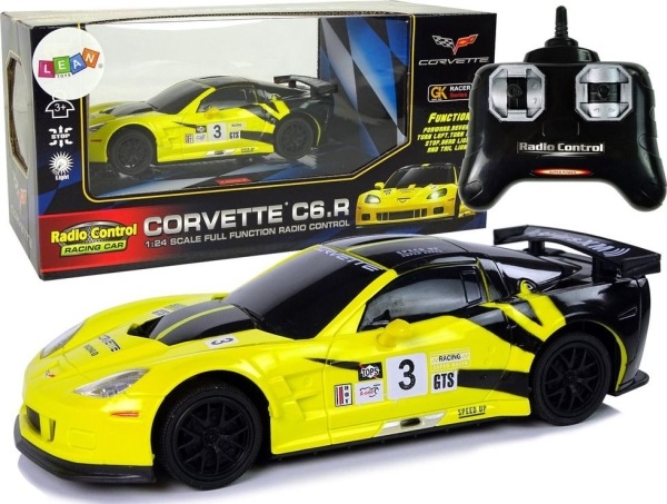 Image du produit Lean Toys Voiture de sport télécommandée Corvette C6.R, 2,4 G, 1:24, jaune (RTF Ready-To-To-Fly)